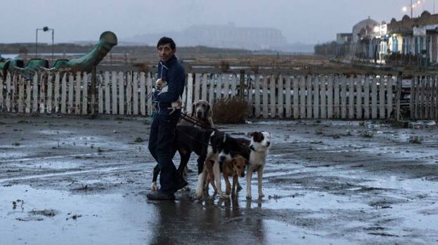 Il mite Marcello porta a spasso i suoi amati cani in "Dogman" di Matteo Garrone
